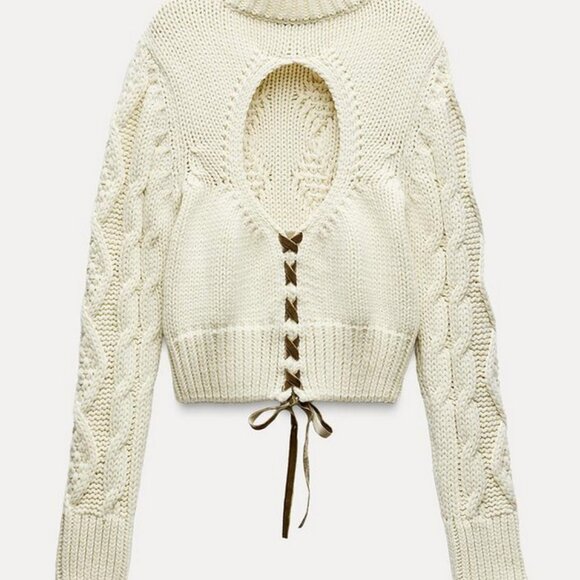 Zara beige open back sweater NWT, size US 4 - Picture 4 of 7